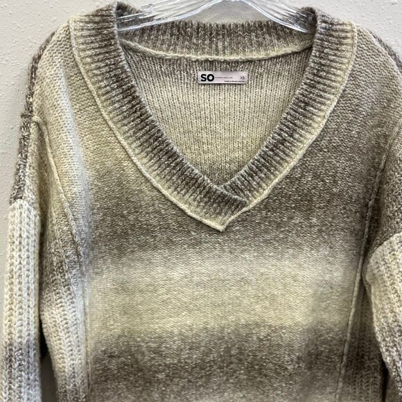 SO V-Neck ombre striped Dolman sleeve knit sweater XS oversized NEW 740 - Picture 2 of 6